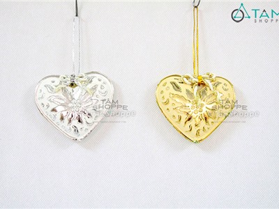 Trái tim in nhủ ánh kim móc treo